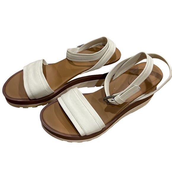 Revolve SEE BY CHLOE White 1" Platform Robin Round Toe Wedge Leather Sandals 39 - Picture 12 of 12